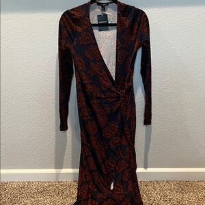 Forever 21 Black and Red Floral Long Sleeve Dress